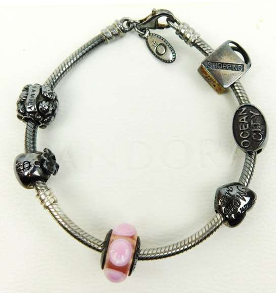 Pandora Sterling Bracelet with Charms & Box