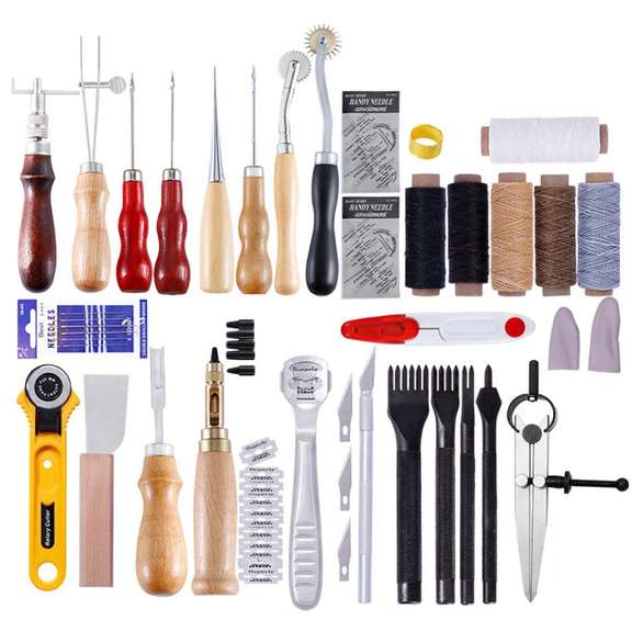61Pcs Leather Hand Sewing Stitching Craft Tool Kit