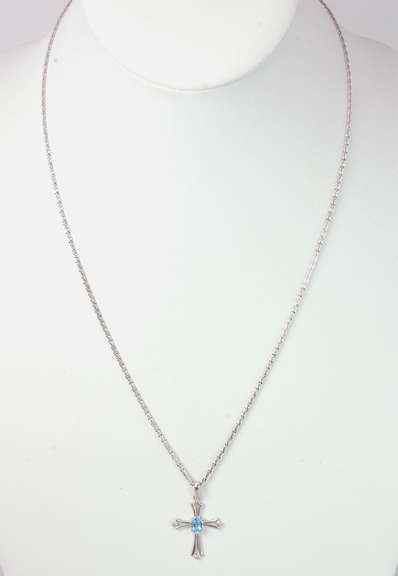 Topaz Cross Pendant & Chain in Gold