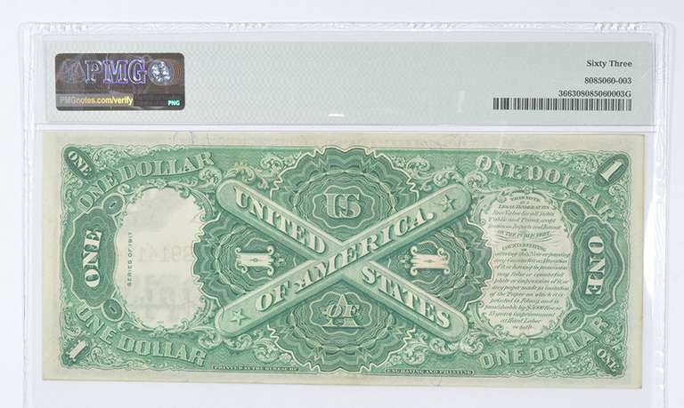 1917 $1 FR#36 U.S. Legal Tender Note Graded PMG - 63 Choice UNC