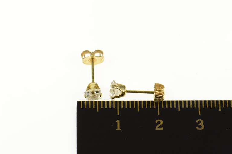14K Yellow Gold Princess Squared Cubic Zirconia Stud Earrings