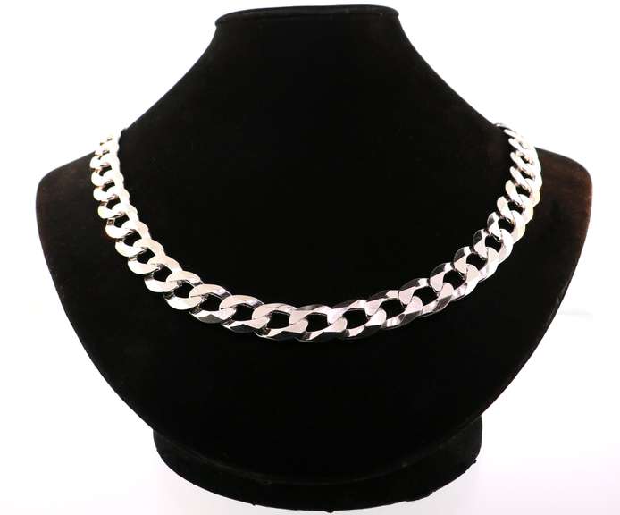 Heavy Italian Sterling Silver Curb Chain Necklace