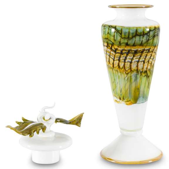 Large White Opal Footed Vessel