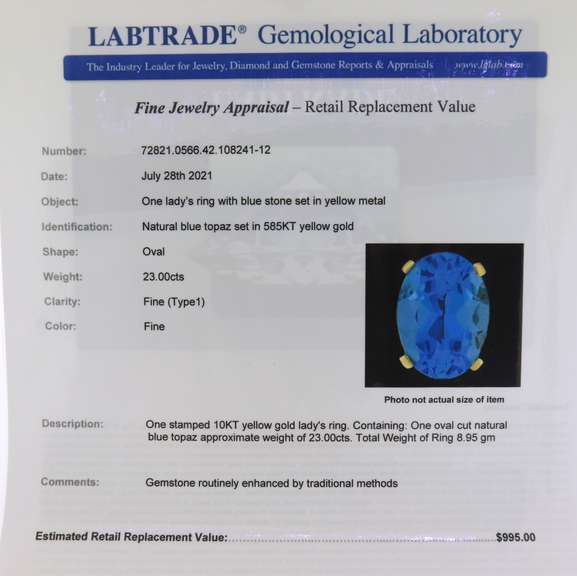 Fabulous Yellow Gold Oval Blue Topaz Ring