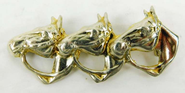 Vintage Sterling Trifecta Equestrian Brooch