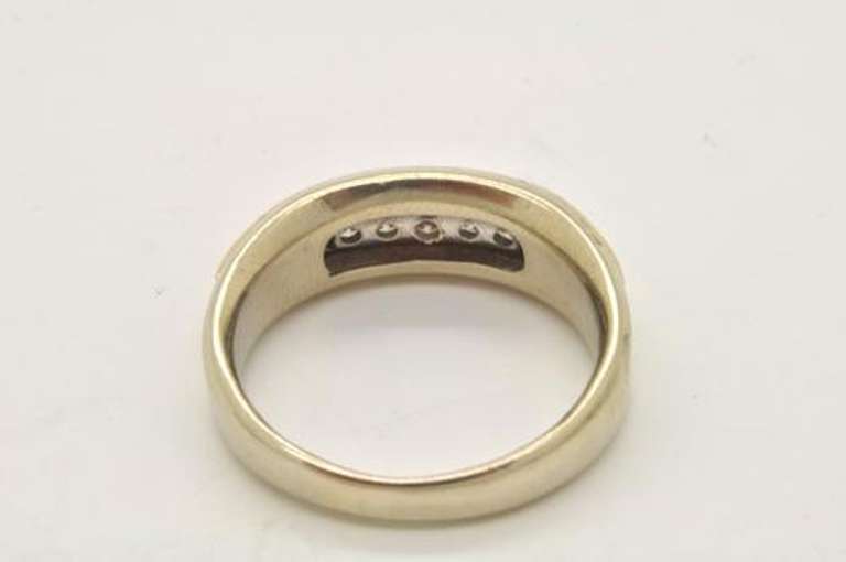 MENS 14 KT WHITE GOLD DIAMOND BAND WITH YELLOW ACCENT