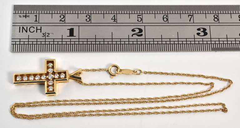 Sparkling Diamond Cross on Necklace