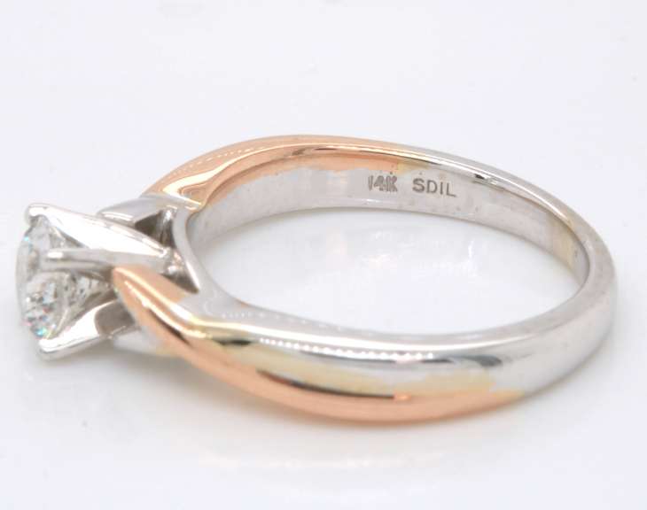 Powerful Two-Tone Gold 0.50CT Solitaire Diamond Ring