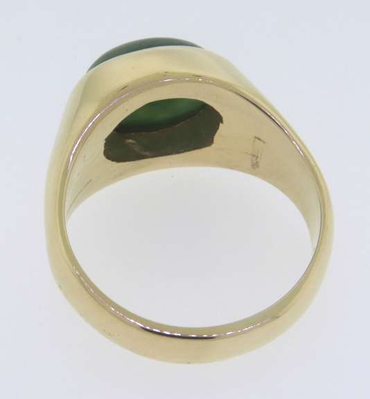 Beautiful Yellow Gold Green Stone Men's Ring