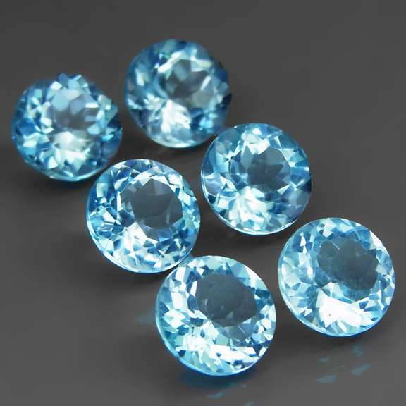 Superb quality 14.25ct 6pc sky blue Topaz set