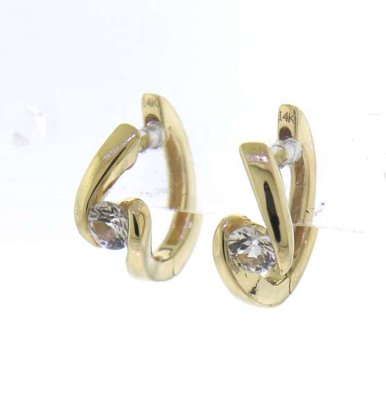 Amazing Cubic Zirconia Yellow Gold Huggie earrings