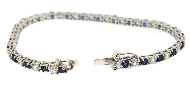 Sterling Silver Blue and White Stone Tennis Bracelet