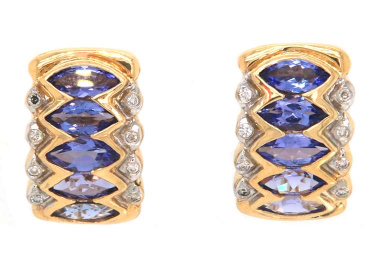 Outstanding 18kt Levian Tanzanite and Diamond Earrings