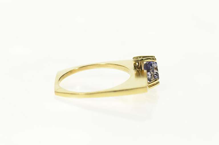 14K Yellow Gold Trillion Iolite Squared Stackable Statement Ring