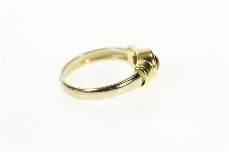 14K Yellow Gold Two Tone Syn. Ruby Cabochon Statement Ring