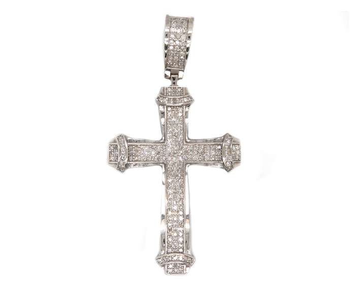 Handsome 10kt White Gold Diamond Cross Pendant