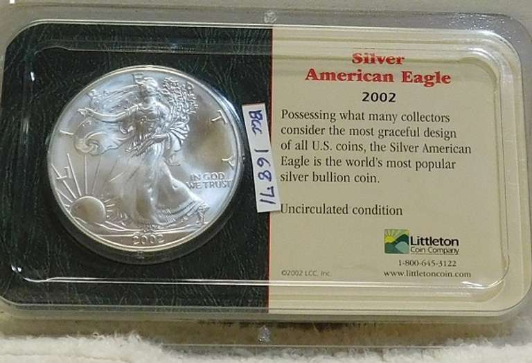 2002 Silver Eagle Cert Unc, Littleton
