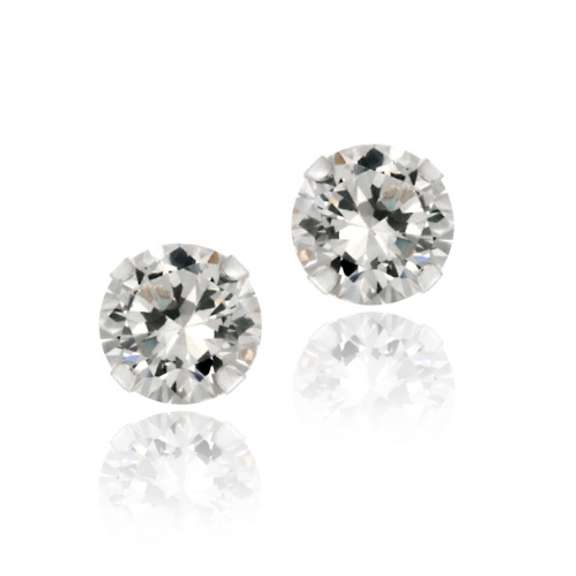 Sterling Silver 2ct White Topaz Stud Earrings, 6mm