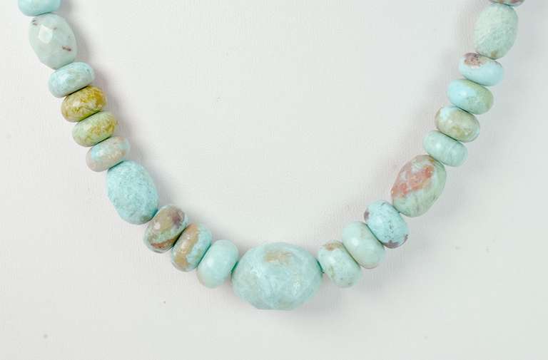 Large Turquoise Like Beaded Necklace.