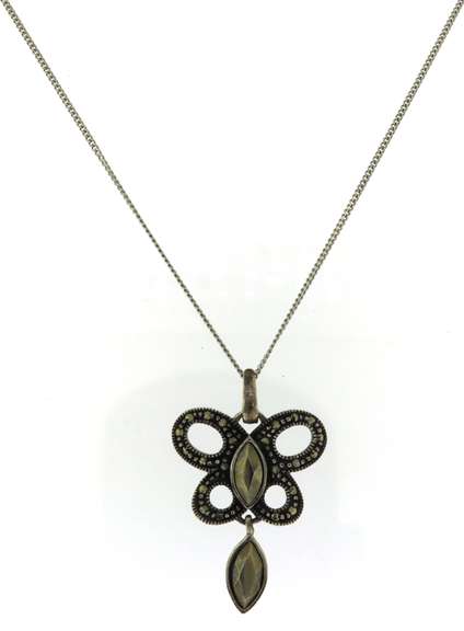 Italian Sterling Silver Marcasite Butterfly Necklace