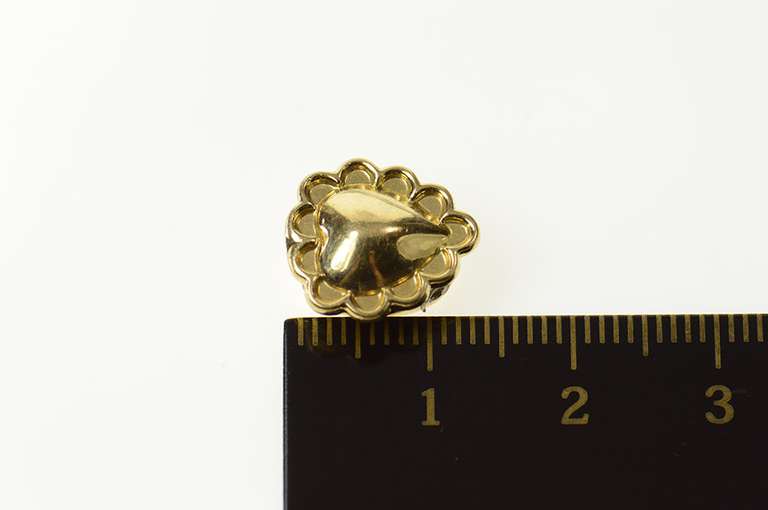 10K Yellow Gold Retro Puffy Heart Slide Bracelet Charm/Pendant