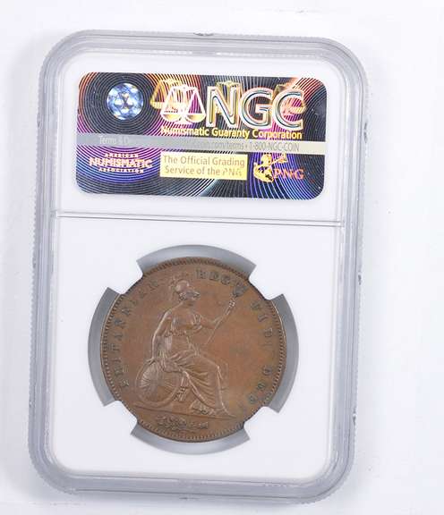 AU58 BN 1858 Great Britain Penny - Graded NGC