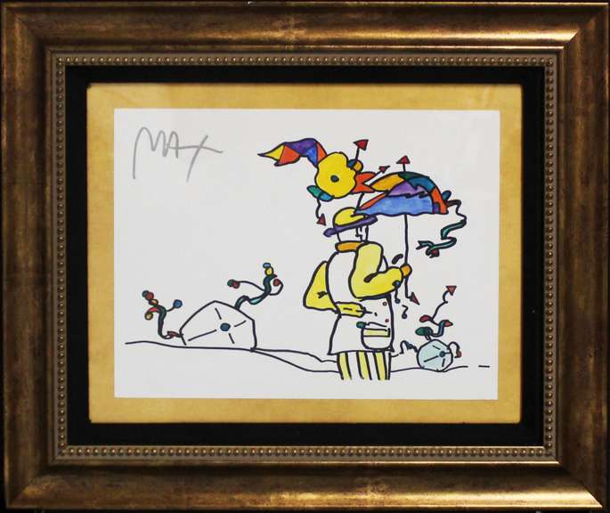ORIGINAL PAINTING BY PETER MAX UMBRELLA MAN  MAX UMBRELLA MAN