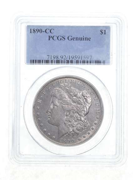 Genuine 1890-CC Morgan Silver Dollar - Graded PCGS