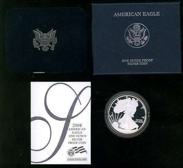 3 Different US Proof Silver Eagles: 2006, 2007, & 2008.