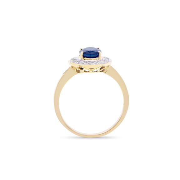 14KT Yellow Gold 1.50ct Blue Sapphire and Diamond Ring
