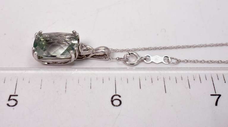 Green Amethyst Pendant in White Gold