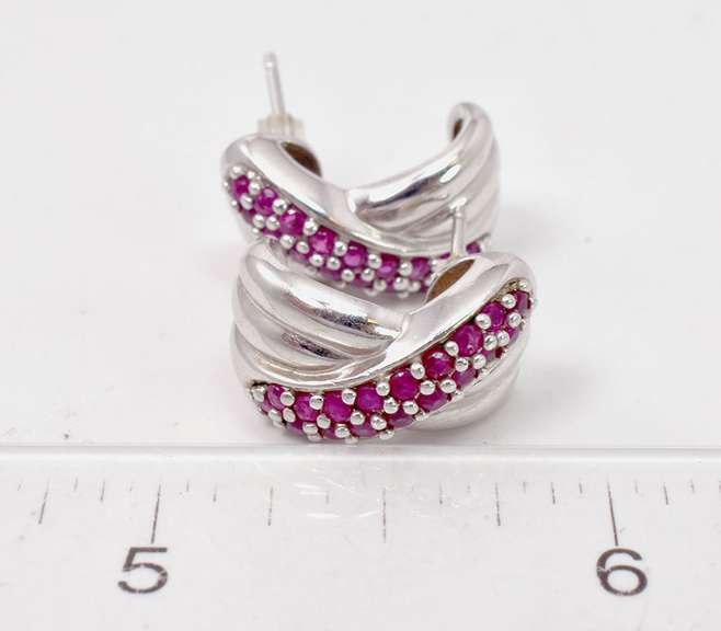 Ruby Sterling Silver Earrings