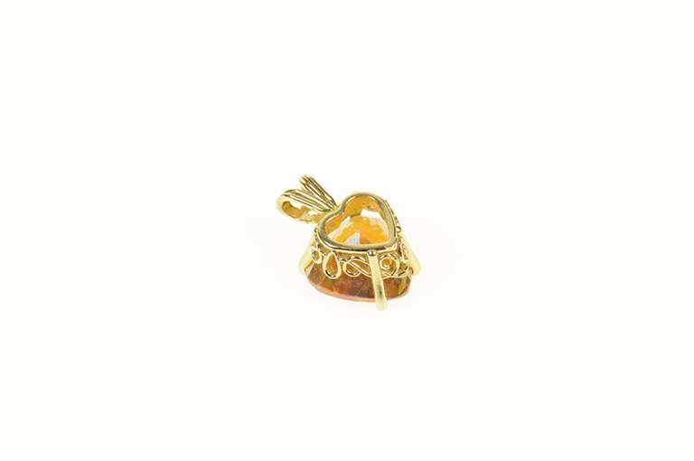 14K Yellow Gold Peach Mystic Topaz Heart Solitaire Pendant