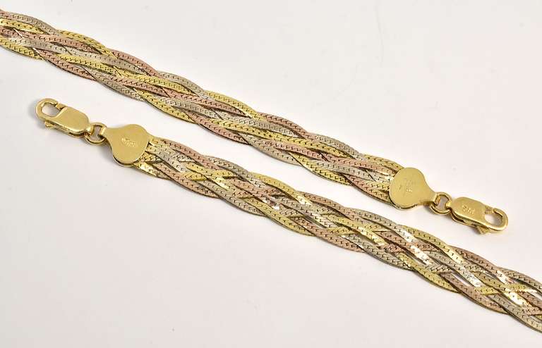 Sparkling Bi-Color Sterling Necklace & Bracelet