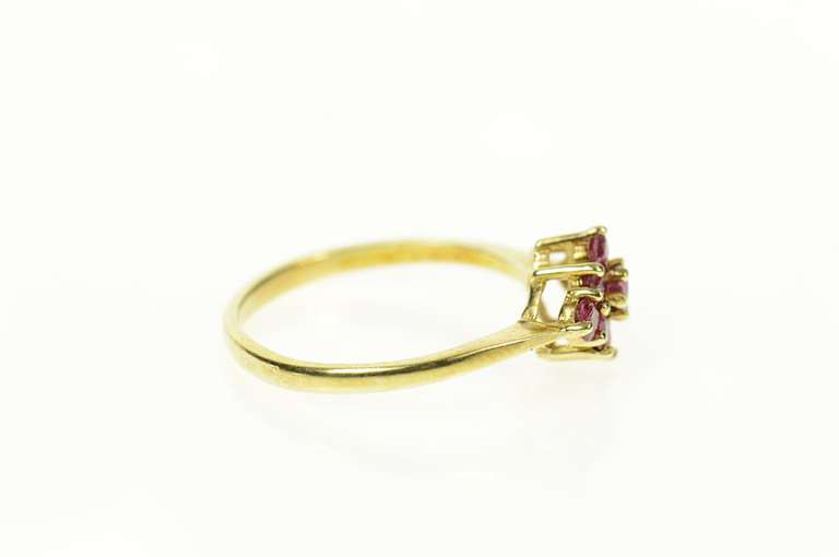 14K Yellow Gold Squared Ruby Cluster Classic Statement Ring
