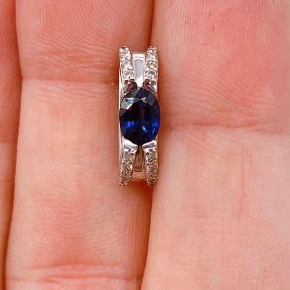 14kt Gold, Blue Sapphire, & Diamond Pendant