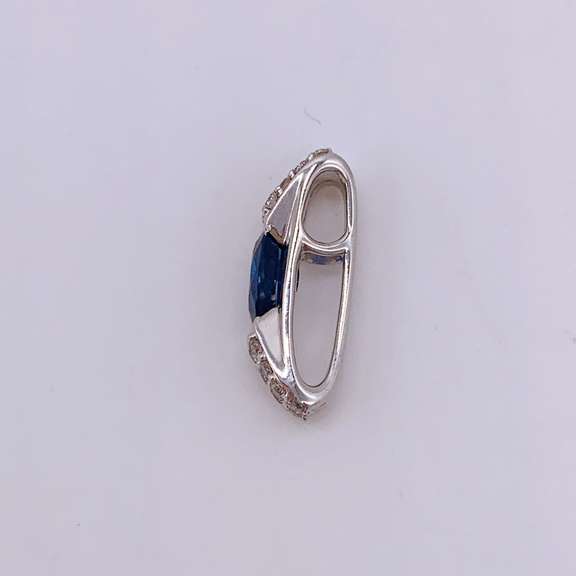 14kt Gold, Blue Sapphire, & Diamond Pendant