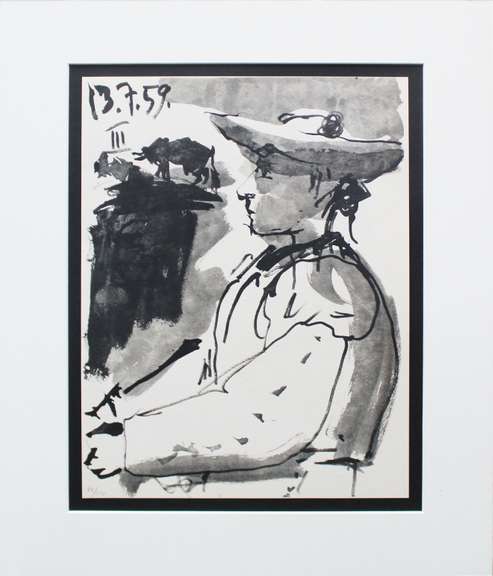 VERY RARE LIMITED EDITION PABLO PICASSO. BULLFIGHTER  (13.7.59 III) 1961  PICASSO UNTITLED (13.7.59 III)
