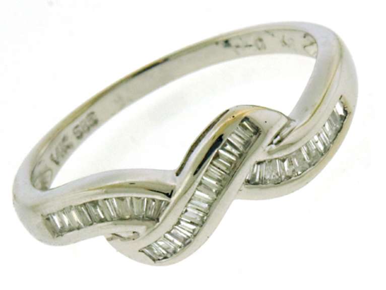 Cute Baguette Diamond White Gold Ring