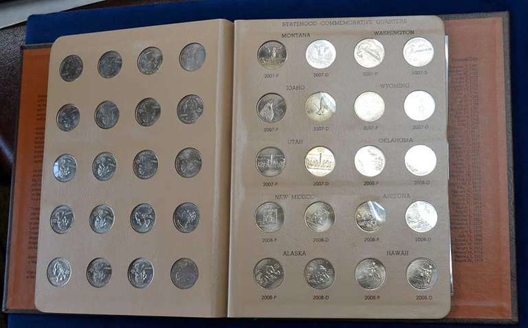 Washington Quarters Statehood Commemorative 1999-2008 Complete Dansco Album. no.7143