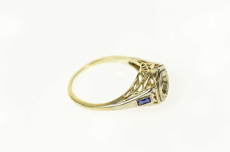 14K White Gold 3.75mm Sapphire Filigree Engagement Setting Ring