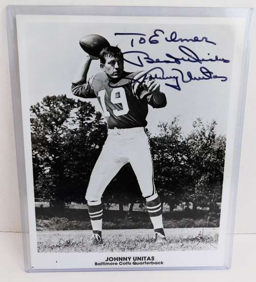 Autographed Johnny Unitas, Colts Photo