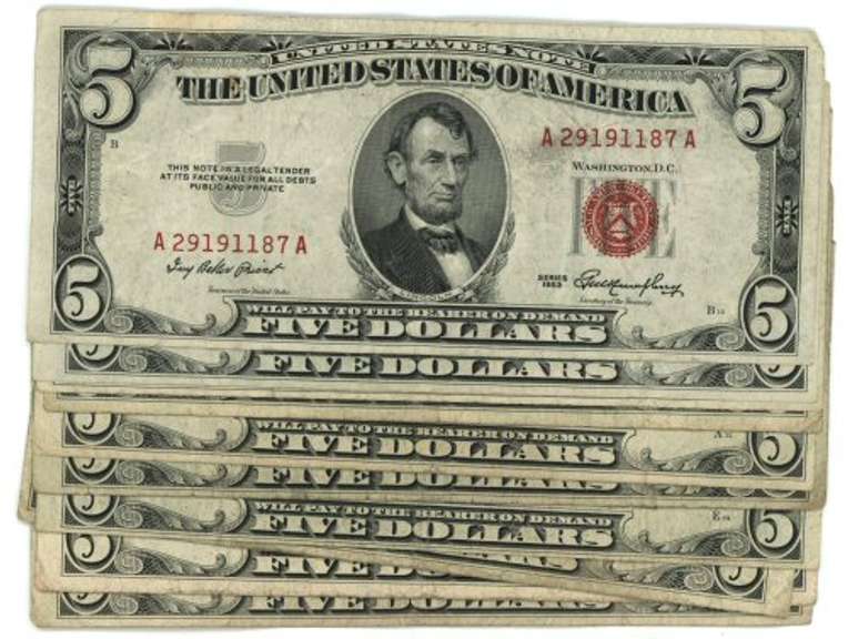 10 Series of 1953 $5 Red Seal US Notes