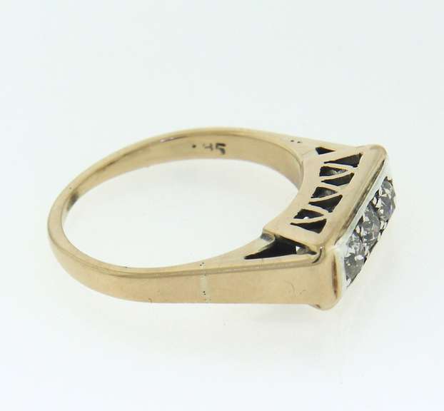 Vintage White Gold 3 Stone Euro Cut Diamond Ring