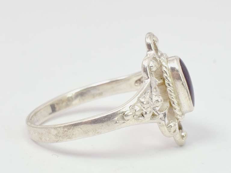 Ornate Onyx Ring in Sterling Silver