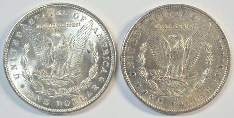 Choice BU 1888-P & 1904-O Morgan Silver Dollars