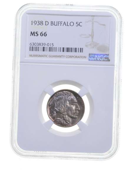 MS66 1938-D Indian Head Buffalo Nickel - Graded NGC TONED