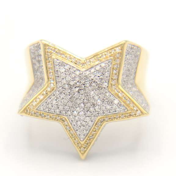 Dramatic Yellow Gold Star Shaped Diamond Ring