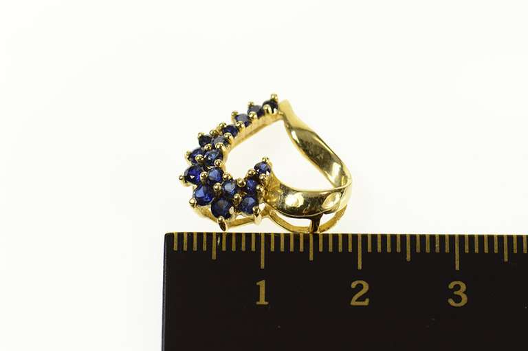 14K Yellow Gold Classic Syn. Sapphire Cluster Heart Pendant