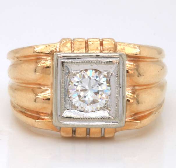 Handsome 14kt YG Gents' Round Brilliant Cut Diamond Ring